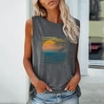 thumbnail image 2 of Women's Sunset Coconut Palm Tank Tops Summer Hawaiian Beach Graphic Sleeveless Crew Neck Shirt Casual Loose Tanks Vest, 2 of 4