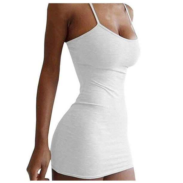 Pijamas sexy ajustados SCZ sin mangas para mujer blanco 2XL