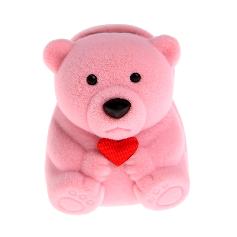 Velvet Cute Bear Shaped Jewllery Gift Box for Rings/Small Earrings Pendant Q 