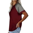 thumbnail image 3 of Jalioing Casual Short Sleeve T Shirt for Women Loose Color Block Crew Neck Basic Tee Shirt Summer Loose Tops, 3 of 5