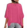 thumbnail image 5 of Women Blouses Women Fit Shirt Sheer Sleeve Tops Swing Tunic Top Small V Neck Short Sleeve Tops Pattern T Shirts Fall Color Blouse Blank Shirt Womens Womens Loose Fitting Long Ladies Winter Hot Pink S, 5 of 8
