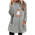 thumbnail image 2 of FcBaudy Hauts pour Femmes, Blouses & Chemises à Manches Longues Col Rond, Chemises pour Femmes Noël Col Rond Imprimé Poche Manches Longues Manteau Épais Chaud Blouse pour Femmes, 2 of 4