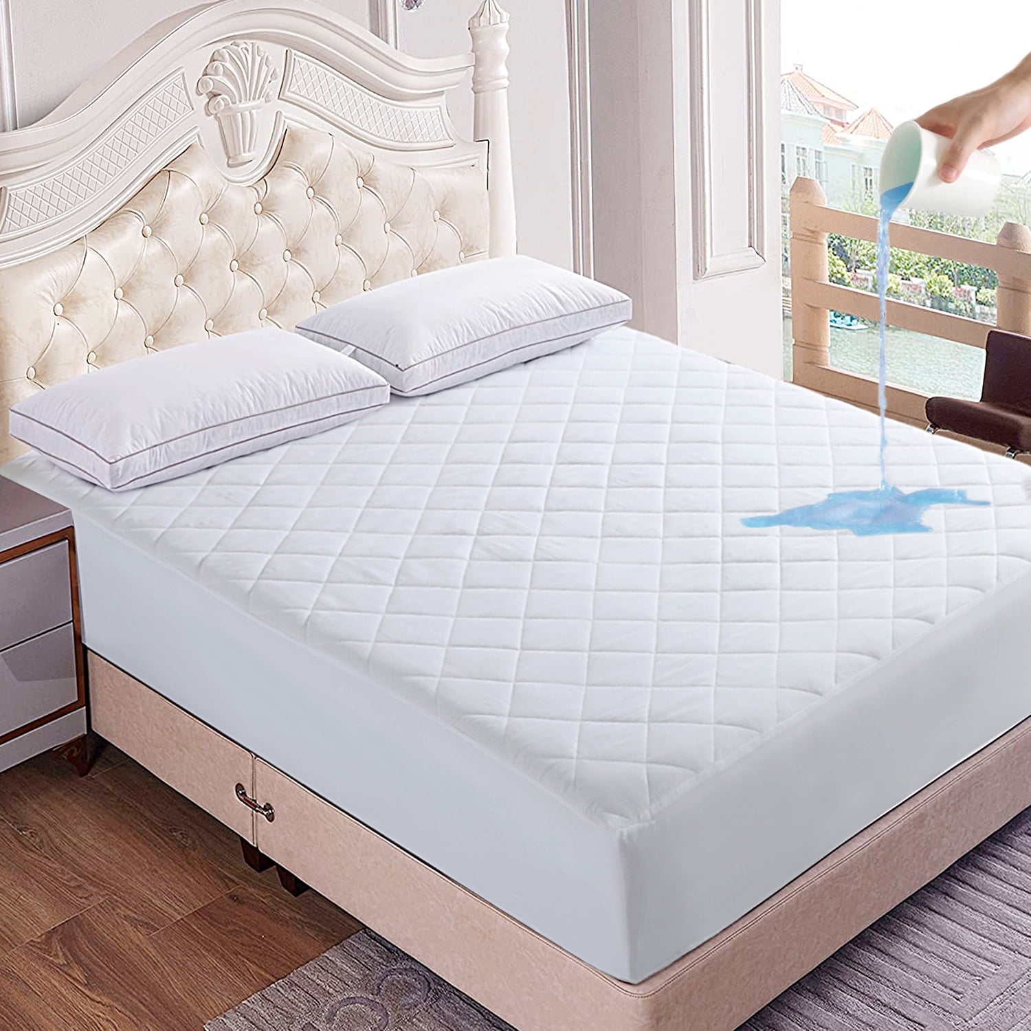 JML Waterproof Mattress Protector Cover Twin, Soft Quilted Fitted Mattress Pad