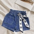 thumbnail image 2 of NAISIBABY Girls Denim Shorts, High Rise Fashion Stretch with Pockets Casual Summer Jean Shorts Blue 5T, 2 of 5