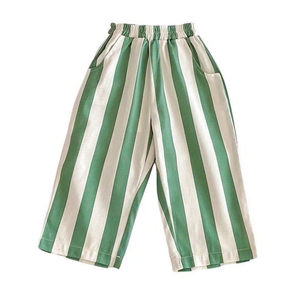 Wxolcjlv Toddler Boys Casual Striped Pants Elastic Waist Straight Leg Pants with Pockets