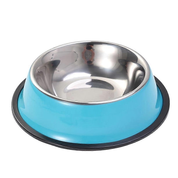 Stainless Steel Dog Bowl for Dish Water Paw Dog Food Bowl Pet Puppy Cat Feeder 18cm (Blue)