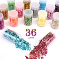 thumbnail image 2 of Set de purpurina Estanoite, 36 colores, lentejuelas gruesas y purpurina fina, 2 of 7