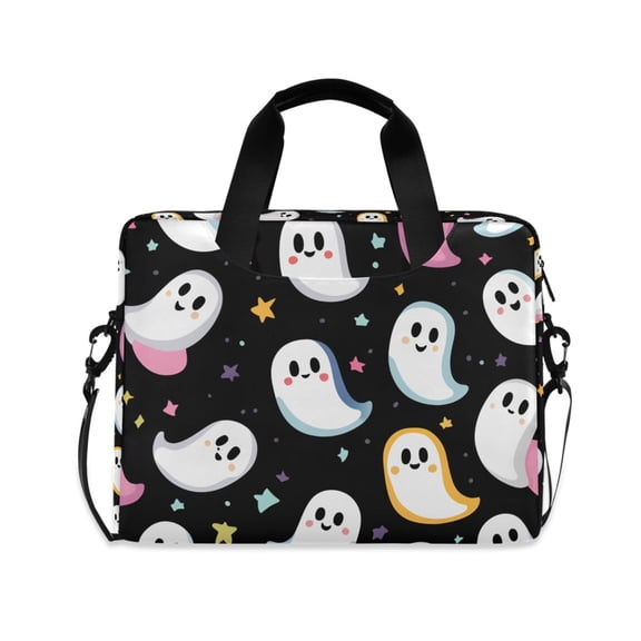 FORMRS 16" Laptop Bag Carrying Sleeve Case with Handle Travel Shoulder Briefcase, White Halloween Ghost