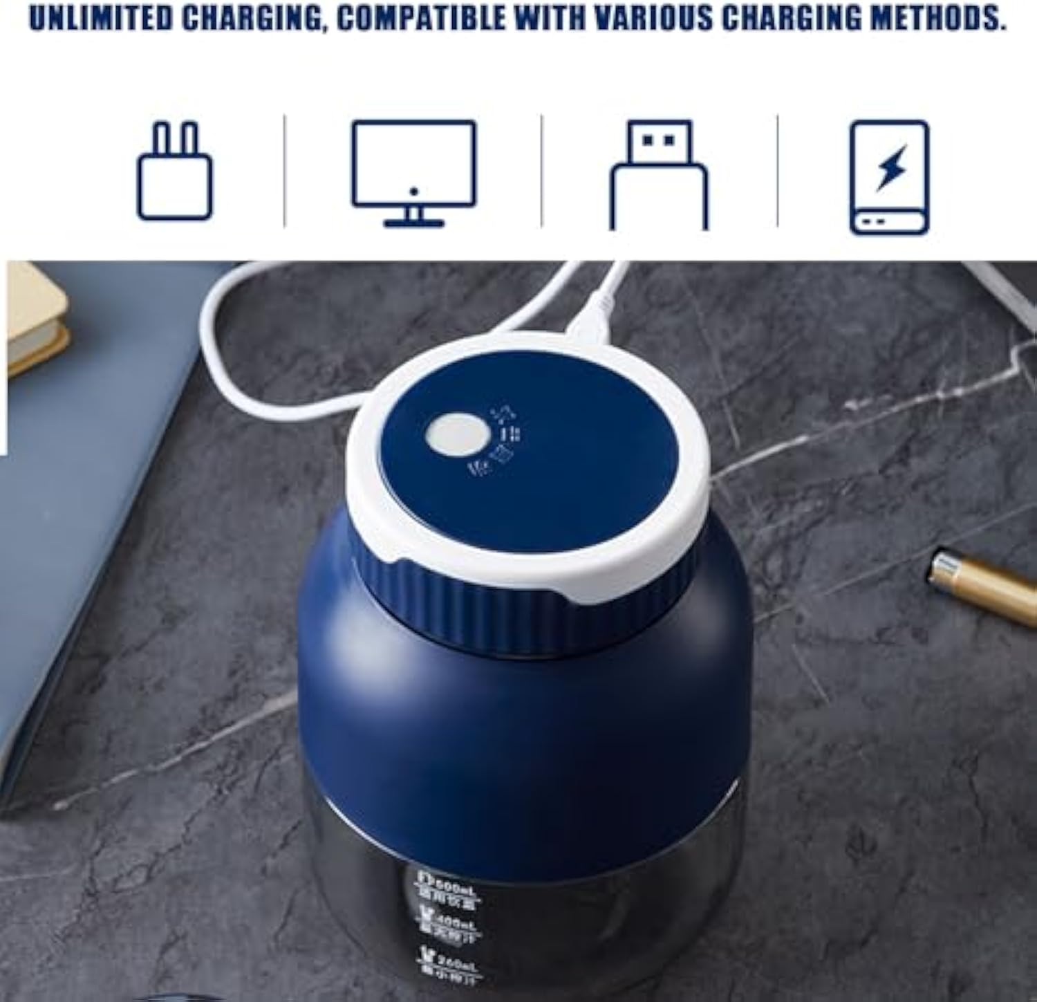 Mizuka Mini Blender, 500ml Mizuka Hand Blender — Directly Squeezed, Wireless Portable Mini Electric Blender,Usb-C Rechargeable, Self-Cleaning For Home, Office, Or Travel (2PC)