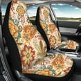 thumbnail image 3 of Uorisanigo Boho Floral Car Seat Covers 2 Pcs Stretch Polyester Fabric Cover Waterproof Car Seat Cover Easy Installation Universal Size Fit for Most Cars SUVs Trucks Vans, 3 of 7