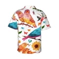 thumbnail image 3 of Balery Flowers Birds And Butterflies Print Men's Hawaiian Shirts Short Sleeve Beach Shirt Relaxed Fit Vacation Button Down Shirts-Medium, 3 of 9