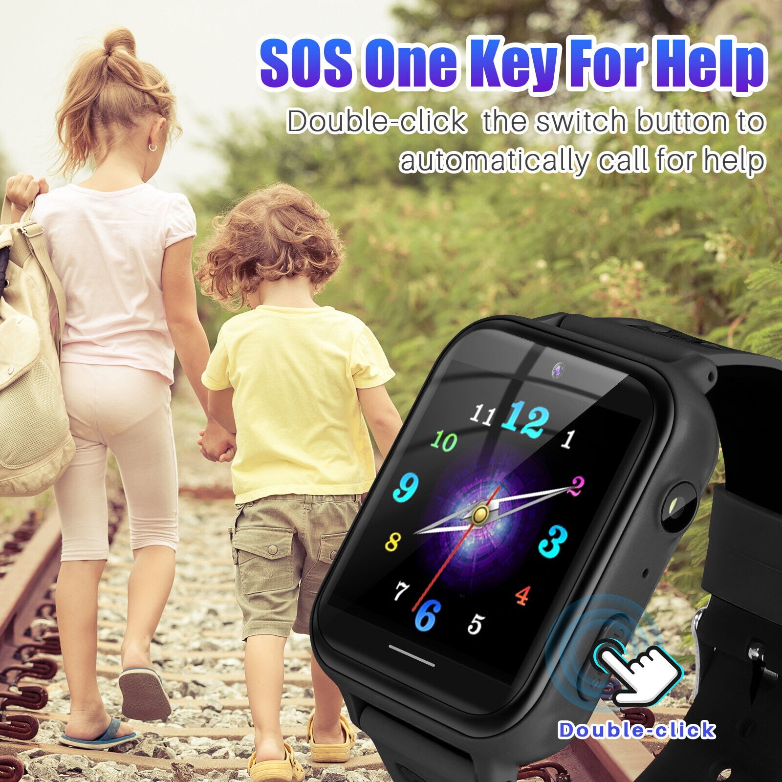 TOPCHANCES Smart Watch for Kids, Kids Smartwatch with Two-way Call 10 Games Camera Music Player SOS, Birthday Educational Gift for Age 3-14 Boys Girls, Black
