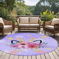 thumbnail image 5 of Round Rugs 5 Ft, Purple Floral Non Slip Area Rugs for Kitchen Bedroom Entryway, Fancy Botanical Flowers Antlers Abstract Art Washable Carpet Runner Rug Floor Mats for Bedroom Home Decor, 5 of 9