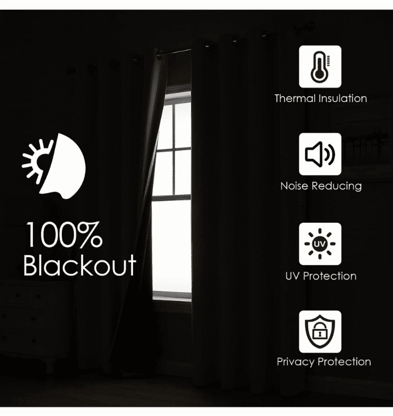 Nvzi 2-piece - Fully blackout curtains 52 x 84 inches Pink with black insulated blackout lining, bedroom summer insulated privacy curtains, machine washable curtains