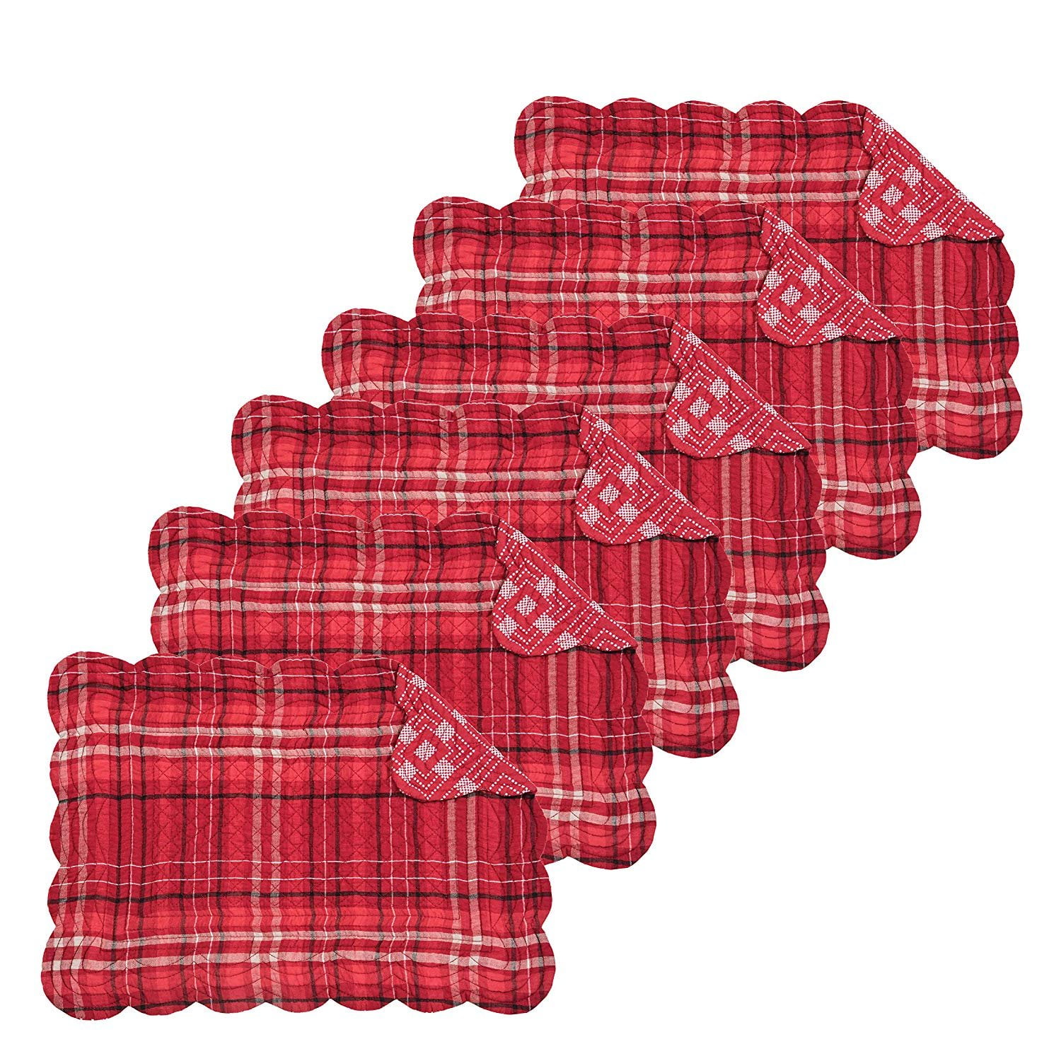 C&F Home Andrew Cotton Quilted Reversible Oblong Red Rectangular Cotton