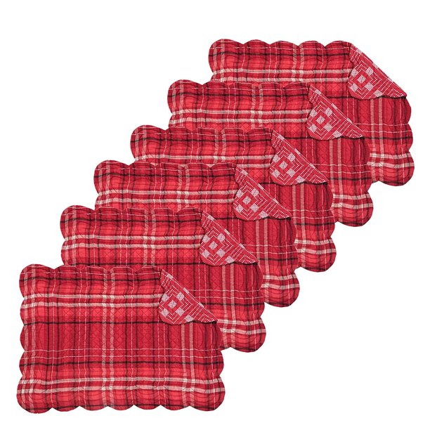 C&F Home Andrew Cotton Quilted Reversible Oblong Red Rectangular Cotton