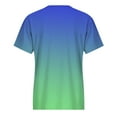 thumbnail image 5 of HAPIMO Women's Fashion Shirts Short Sleeve Tees Round Neck T-shirt Comfy Casual Blouses Gradient Color Print Tops Regular Fit Clothes for Girls Blue L s, 5 of 5