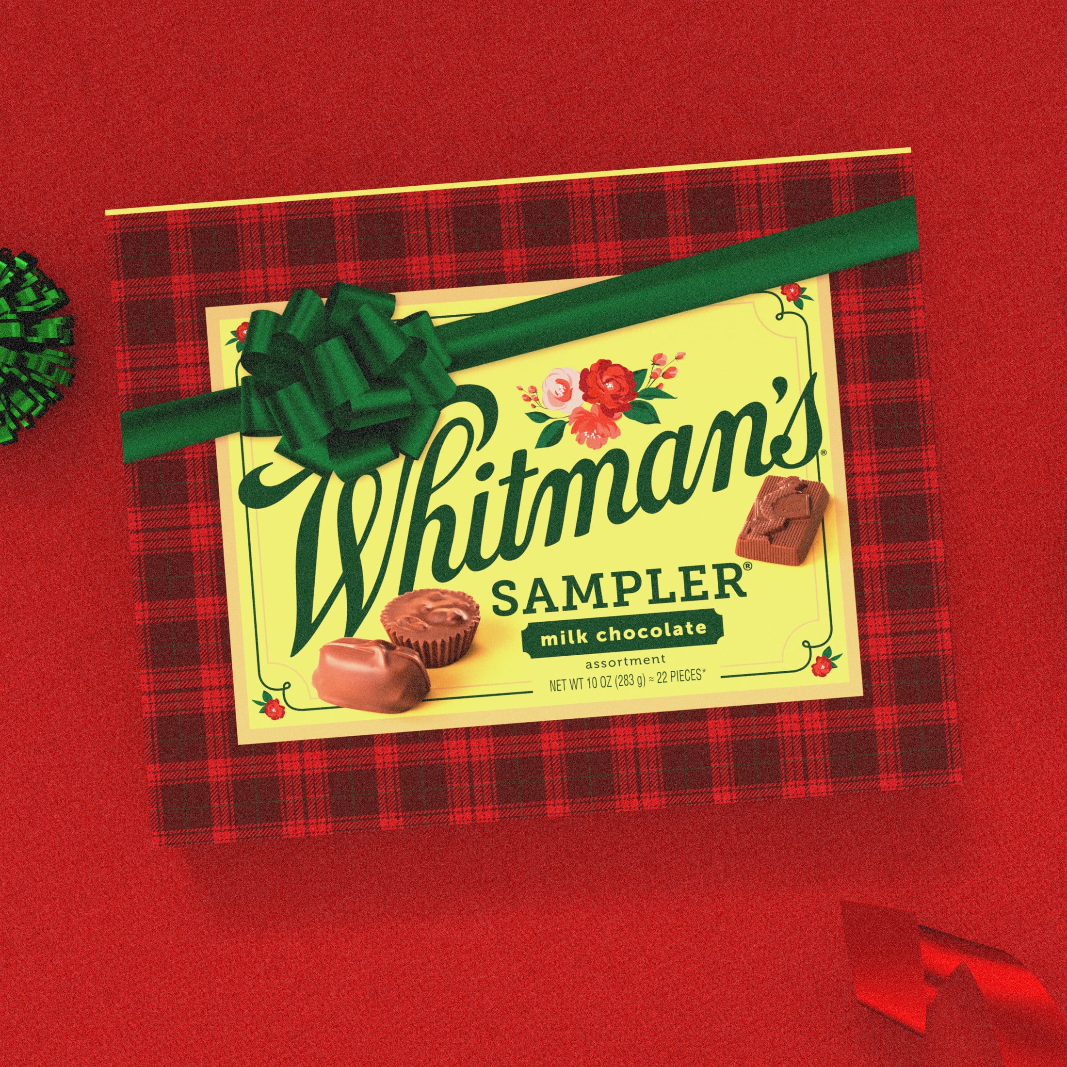 (2 pack) Whitman's Sampler Christmas Assorted Milk Chocolate Gift Box, 10 oz. (22 Pieces)