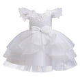 thumbnail image 5 of Lace Flower Sleeveless Gown Dress with Bow Decoration for Girls, Kids Wedding Bridesmaid Pageant Party Formal Long Gown Princess Tulle Floral Embroidery Girl Birthday Party Dresses - 2-10T, 5 of 7