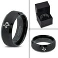 thumbnail image 4 of Tungsten Texas The Lone Star State Longhorn Band Ring 8mm Men Women Comfort Fit Black Beveled Edge Brushed Polished, 4 of 4
