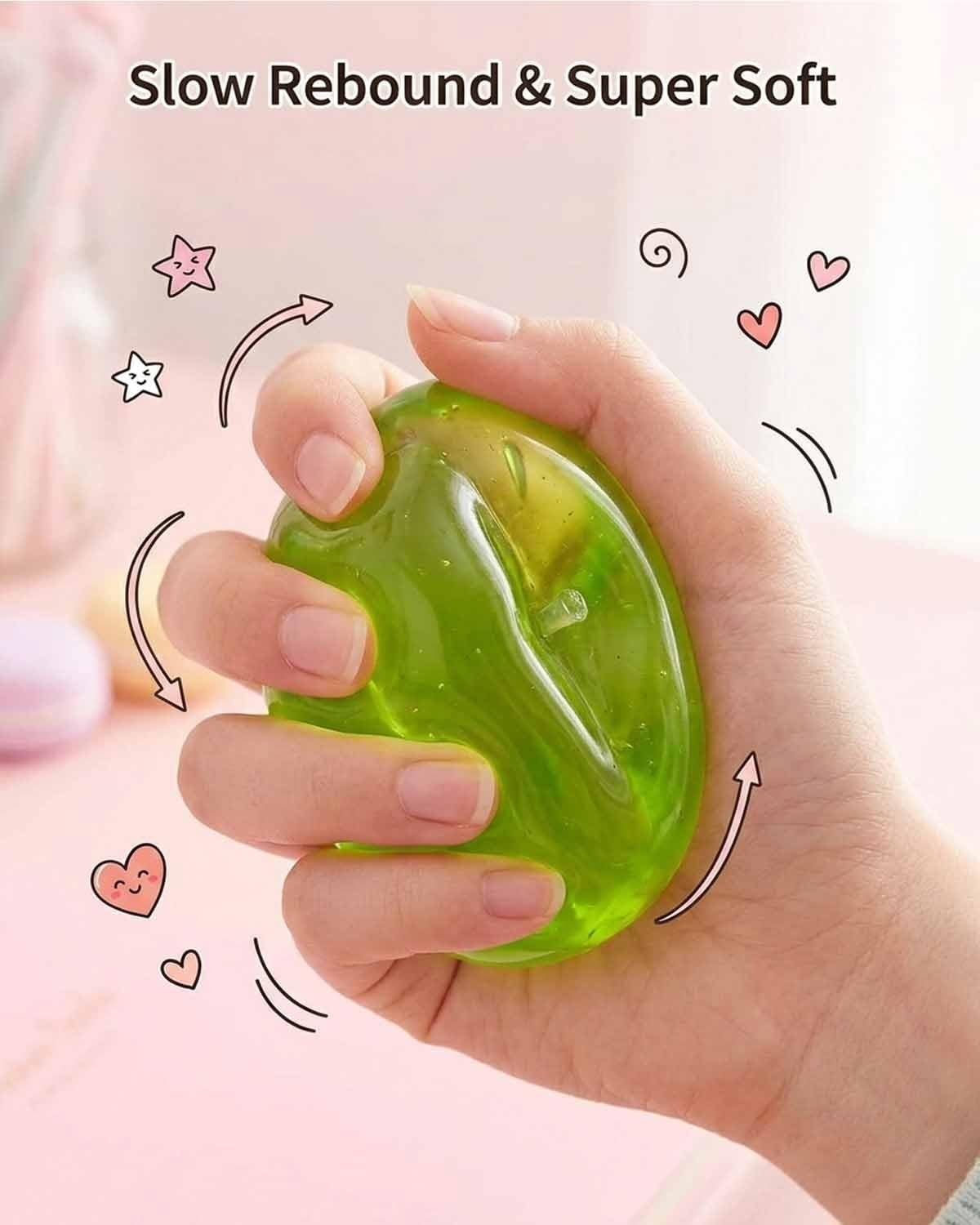 Apple Squishy Semi Transparent Silicone Slow Rising Glass Gloss Finish Palm Size for Desk Display