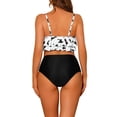 thumbnail image 3 of INSPIRAR CHIC Conjunto de Bikini de Dos Piezas con Tankini de Estampado de Vaca y Volantes, Control de Abdomen, Bikini de Cintura Alta, Negro Mediano, 3 of 5