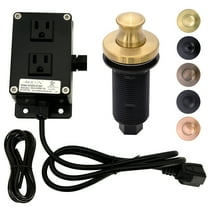 Akicon Brushed Gold Garbage Disposal Air Switch Kit, Dual Outlet Sink Top Waste Disposal On/Off Push Button with Brass Cover, 2-1/2" Max Countertop Thickness, UL Listed