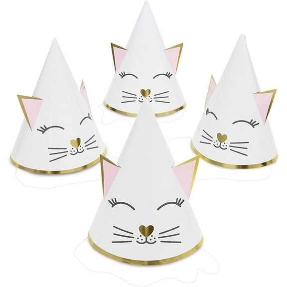 Sparkle and Bash Pre-strung Party Hats Cardstock Paper, White and Pink, 24 Pack