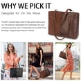 thumbnail image 3 of BE SMART Waterproof Handbag Women's Tote Bag PU Leather Large Shoulder Bag Ladies Shopping Bag Fashion Satchel Female Bags Casual Daypack for Office/Business Work/College/Daily Use/Commuter, Brown, 3 of 7