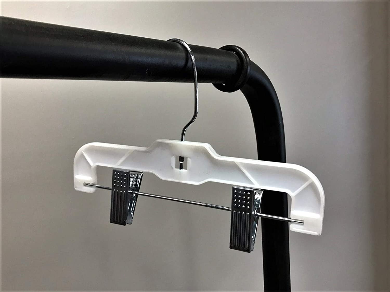NAHANCO #1610RCLH 10" White Super Heavy Weight Plastic Infant Hangers with Long Hook and Metal Clips (Pack of 100)