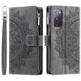 thumbnail image 2 of Dteck Zipper Wallet Case for Samsung Galaxy S20 FE,Magnetic Durable PU Leather Flower Embossed Case Zipper Card Holder Wallet Kickstand Cover with Detachable Shoulder Strap/Wrist Strap,Gray, 2 of 6