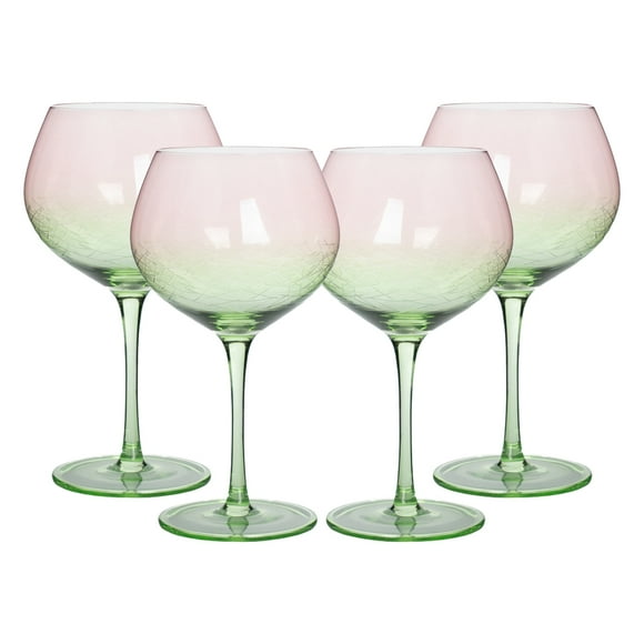 Set de 4 Copas Goblet de Vino Verde/Rosa 350 ML