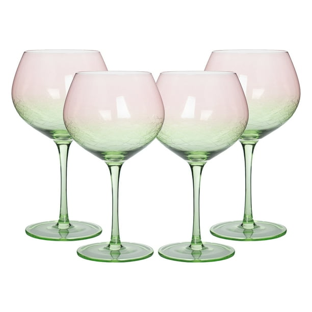 Set de 4 Copas Goblet de Vino Verde/Rosa 350 ML