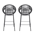 thumbnail image 3 of Christopher Knight Home Modern 28.5" Outdoor Faux Wicker Bar Stools, Metal Frame, Black, Set of 2, 3 of 9