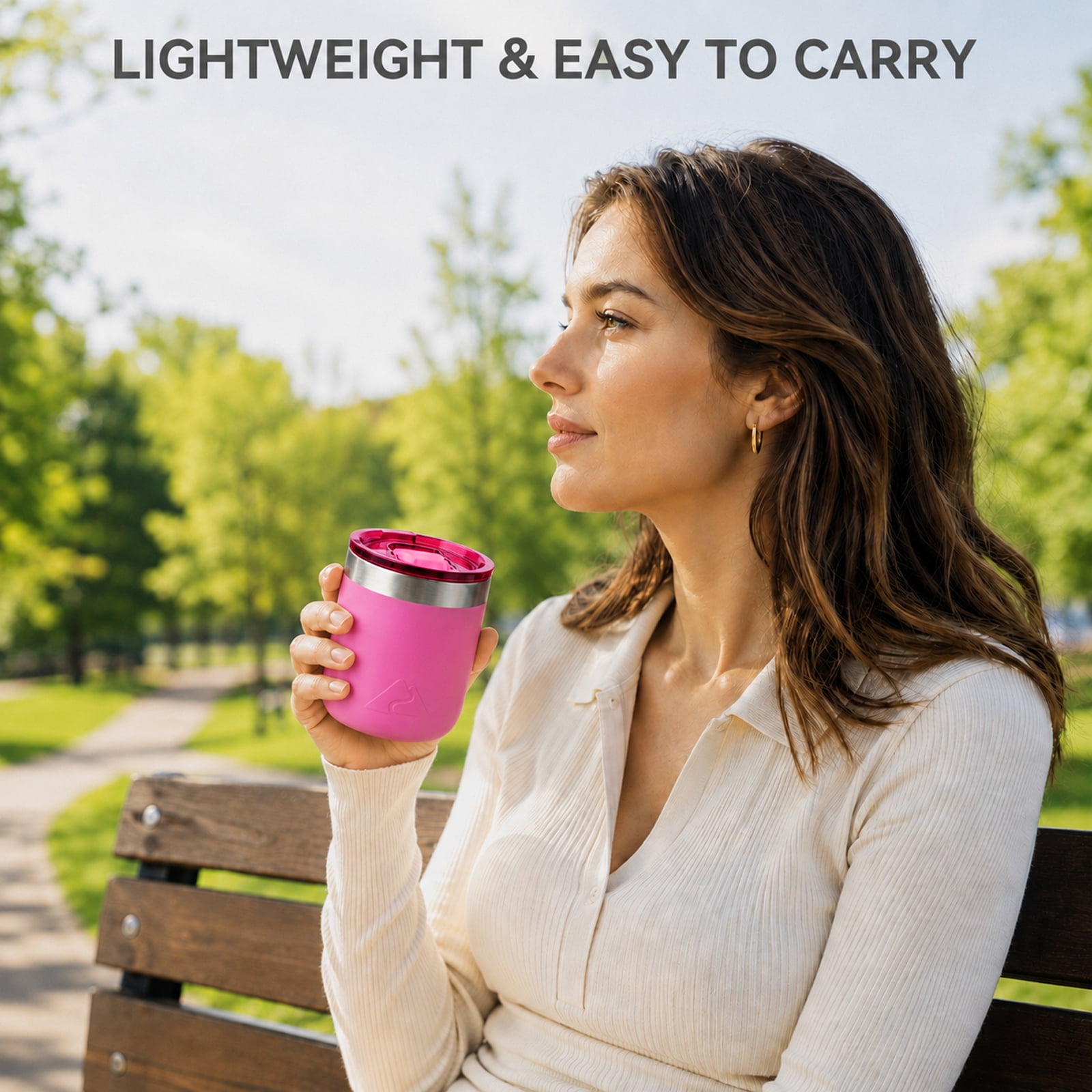 Ozark Trail 10oz Ceramic Lined Stainless Steel Lowball Tumbler with Magnetic Tritan Transparent Slider Lid, Pink