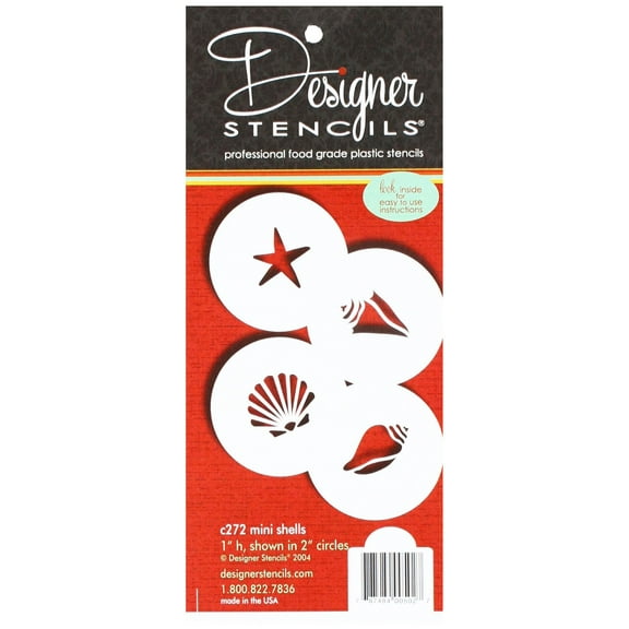 Designer Stencils Mini Shells Cake Stencils, Beige/semi-transparent