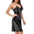 thumbnail image 5 of FOCUSSEXY Women Satin Silk Sleepwear Nightgown V Neck Nightdress Adjustable Spaghetti Shoulder Straps Lingerie Sleepwear Soft Night Sleep Dress, 5 of 7