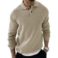 thumbnail image 1 of LUXUR Men Buttons Pullover Casual Work Sweater Beige 2XL, 1 of 3