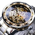 thumbnail image 1 of Winner Man  Mechanical Watch Roman Numeral Rhinestone Skeleton Dial Steel Wristwatch, 1 of 9