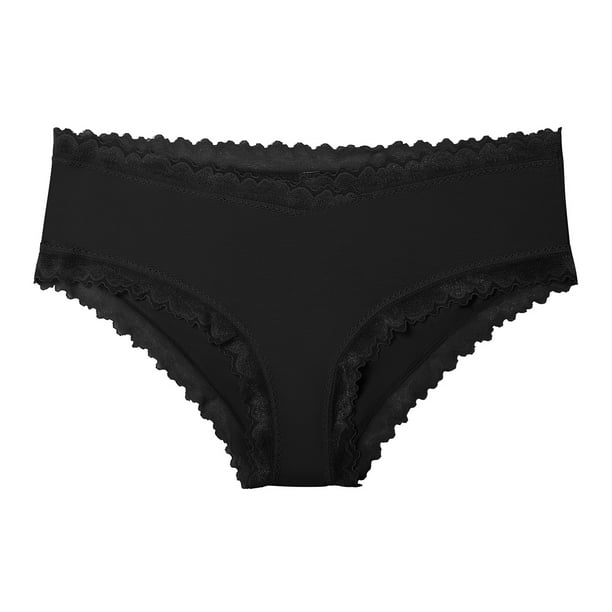 4 Pack Black Lace Trim Full Knickers