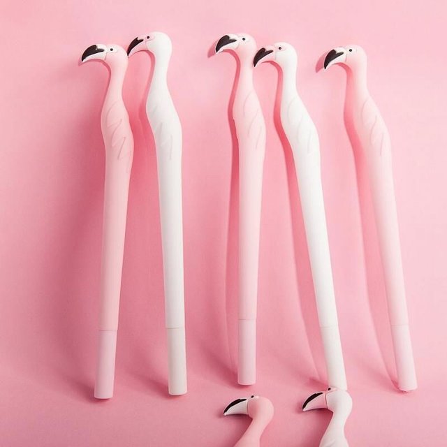Bolígrafo de modelado de flamencos creativo, bolígrafo de gel con dibujos bonitos de 0,5mm, material de oficina para estudiantes, color negro