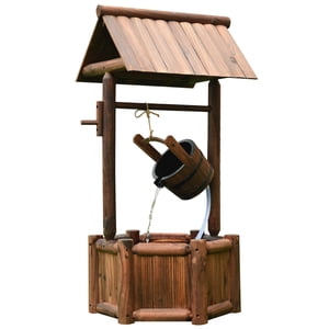 Costway Rustic Wishing Well Water Fountain