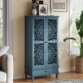 thumbnail image 5 of Resenkose 55" Vintage Accent Storage Cabinet with Carved Doors, Tall Organizer Cabinet with Drawer and Solid Wood Legs, Classic Cabinet for Living Room, Hallway, Antique Blue, 5 of 6