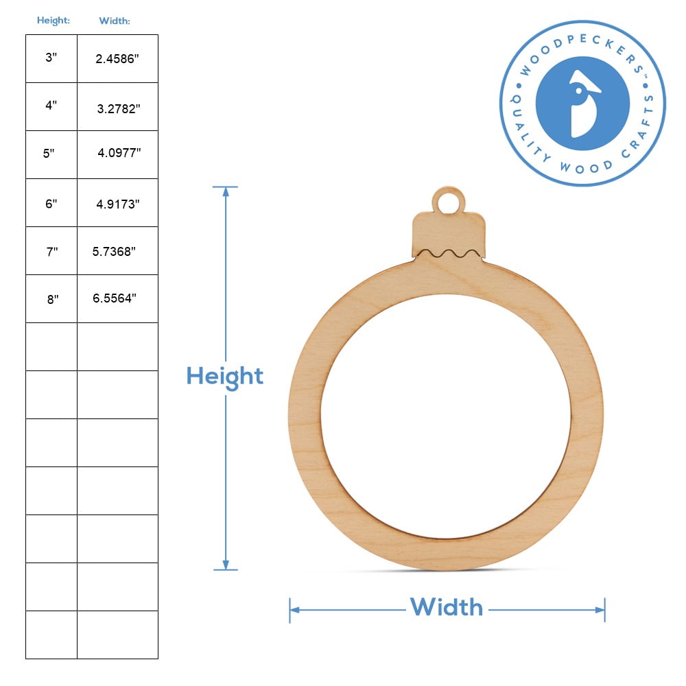 Round Picture Frame Ornament 4 inch, Pack of 25 Small Flat Cutouts, Paintable Christmas Ornaments to Decorate, by Woodpeckers