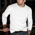 thumbnail image 2 of TFEOQRY Men's Crew Neck Sweater Solid Knit Long Sleeves Lightweight Casual Pullover for Fall Winter Warmth Top White, 2 of 6