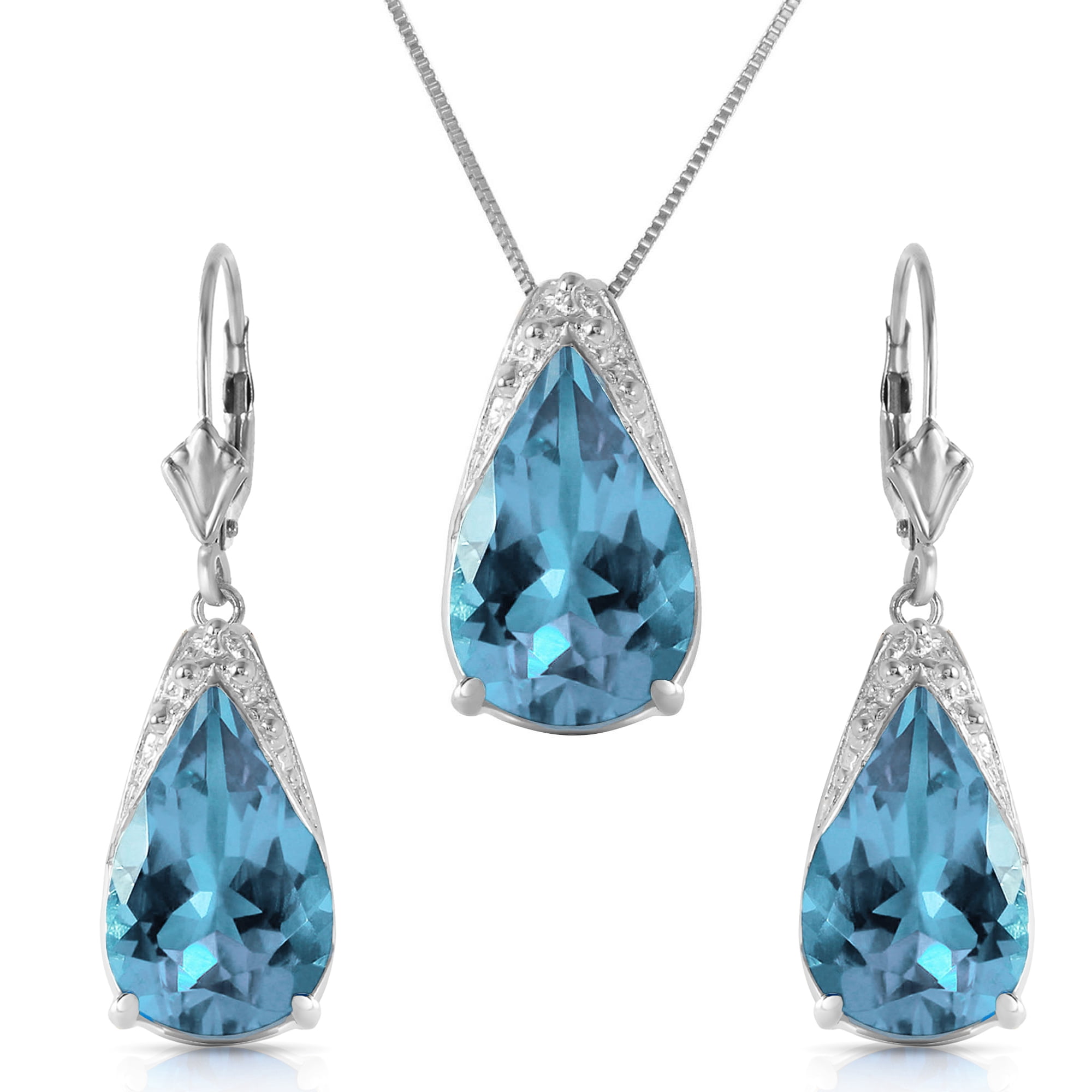 Galaxy Gold 14K Solid Gold Natural Blue Topaz Drop Earrings for Women - White Gold Fine Jewelry