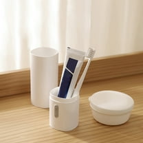 Portable Toothbrush Case with Cover | Travel Toothbrush Holder & Toothpaste Storage | 2-in-1 Designs for Camping, School & Business Trips | 7.8" x 2.44" Plastic Container | White