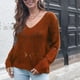 thumbnail image 4 of HongQid Women's V Neck Long Sleeve Pullover Sweater Lightweight Knit Sweaters Novelty Sweaters, 4 of 7