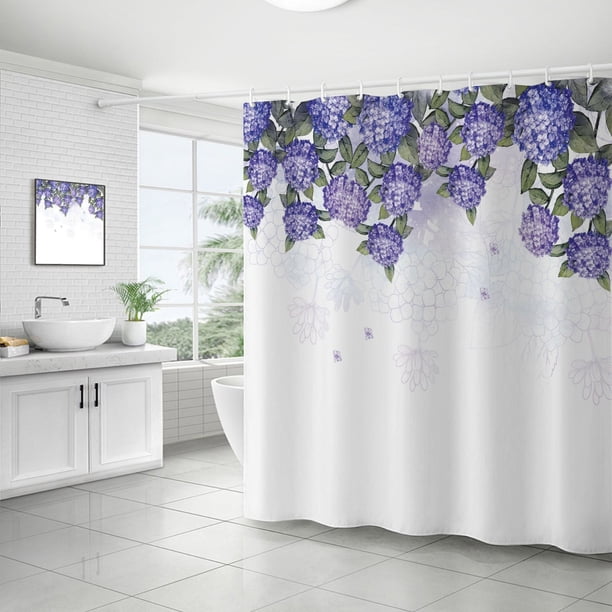 Cortina de baño, cortina de ducha de plantas verdes, impermeable y a prueba de moho, impresión digital 3D, partición de cortina de baño de bosque, no requiere perforación, xtl1049, 90*180
