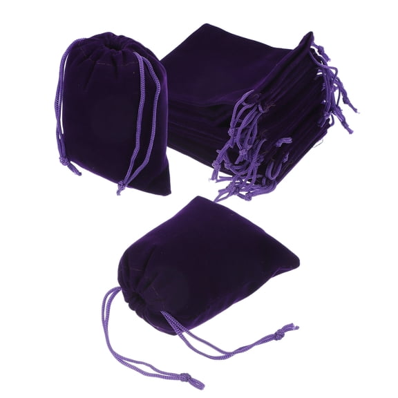 Uxcell 20 Pcs Velvet Drawstring Bag, 4 x 4.7 Inch Jewelry Velvet Pouches Gift Bags for Wedding Party Favor Candy Jewelry Packaging Organizing Storage, Purple